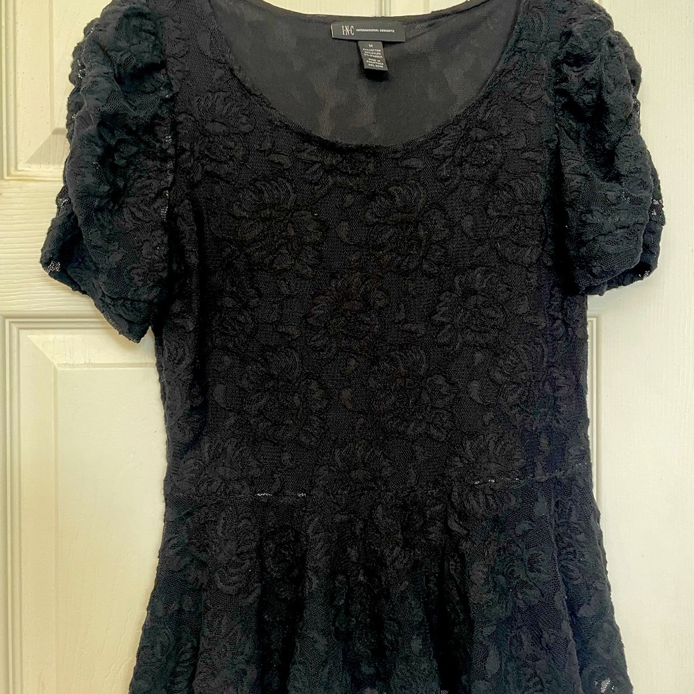 INC black lace peplum top